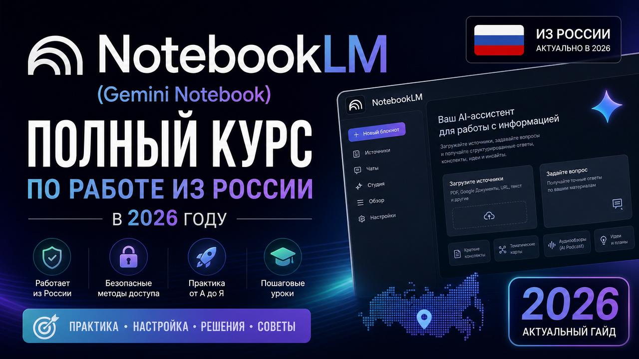 NotebookLM (Gemini Notebook): полный курс по работе из России в 2026 году